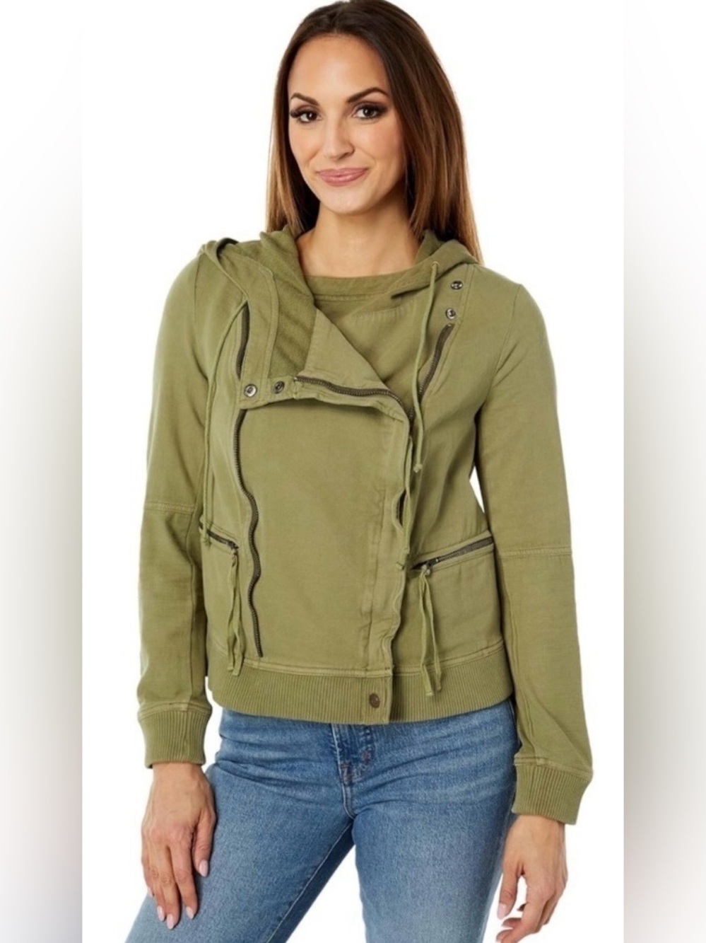 We The Free Olive Green Utility Jacket Size L EUC